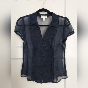 Loft Sheer Lace Print Blouse Size 2